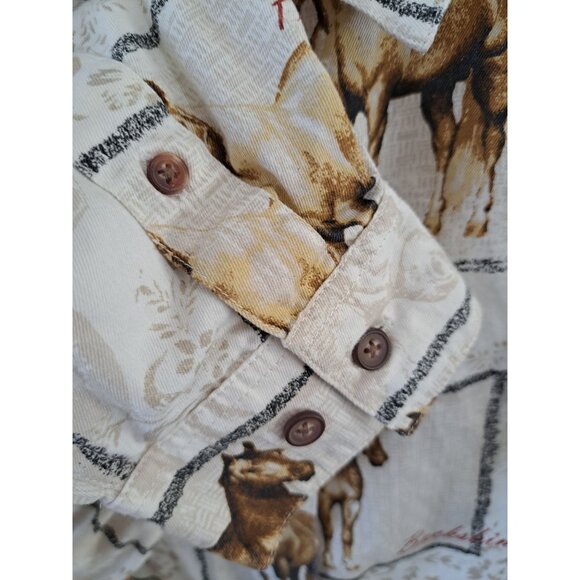 Bit & Bridle Western Horse Button-Down Shirt XL Equestrian Blouse Tan Women's - Picture 6 of 10